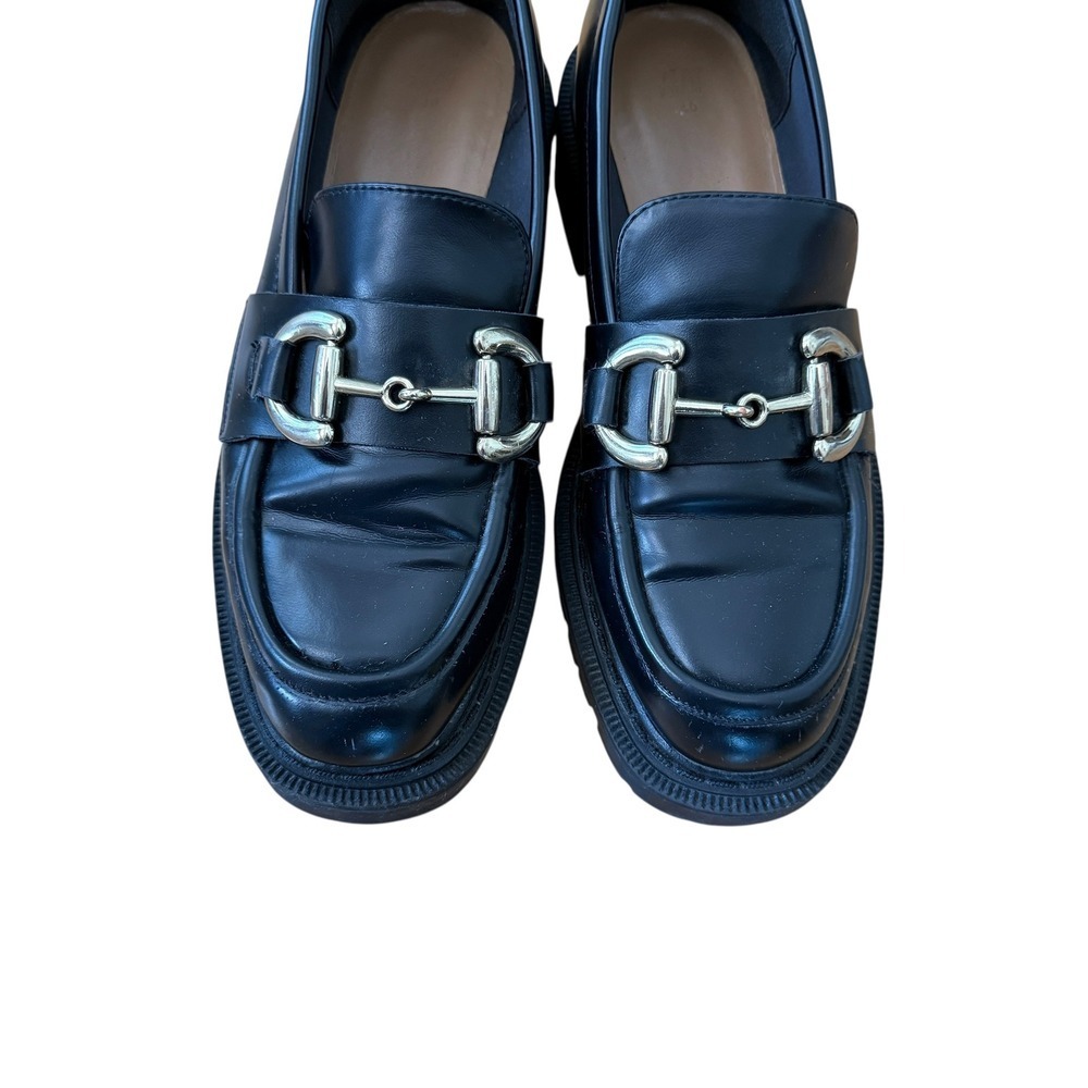 H&M Black Lug Sole Loafers Chunky Platform Horsebit Hardware Women's Size 40 - Picture 4 of 7